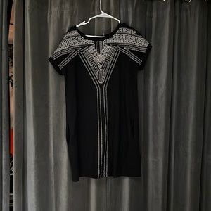 Nic & Zoe Black Dress- Pockets-White Contrast Stich Design Detail Sz Medium EUC!